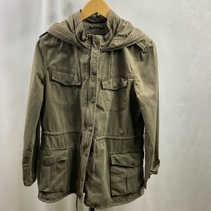 BNCI by Blanc Noir Olive Green hooded cargo utlity jacket
